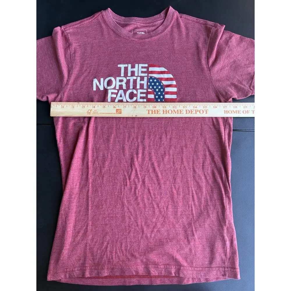 The North Face Americana T-Shirt Mens Small Slim Fit Red Flag Logo Tri-Blend